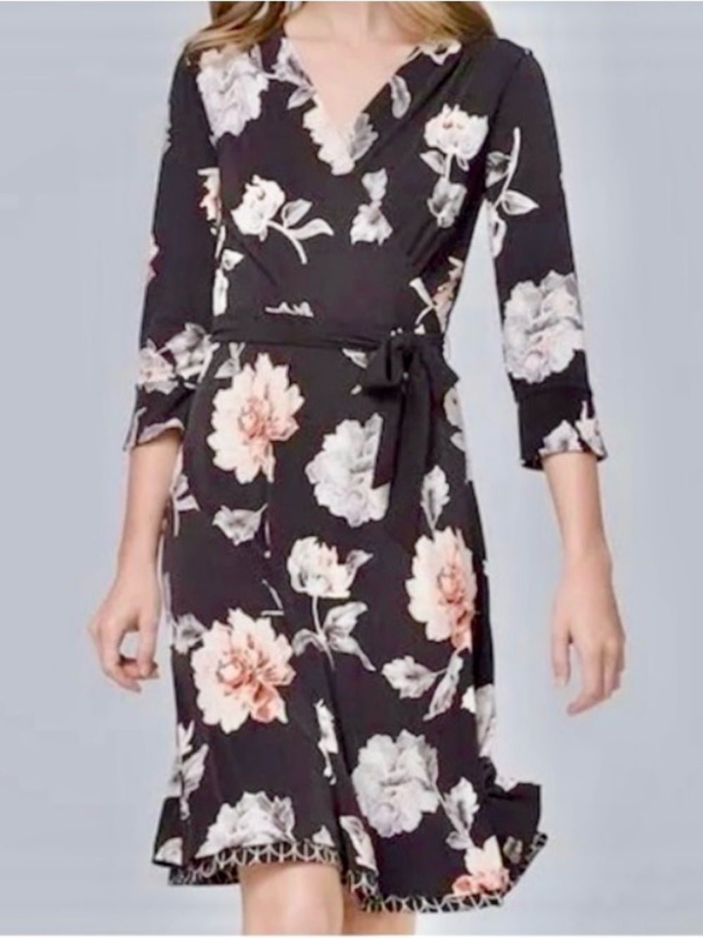 White House Black Market Reversible Geometric & Floral Print Faux-Wrap Dress